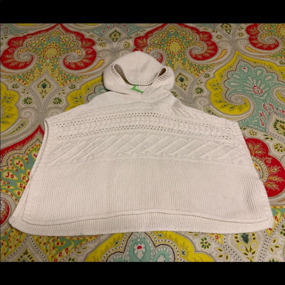 Babygap cream hooded sweater poncho